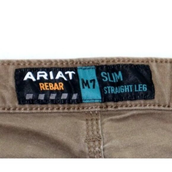 Ariat Rebar Slim Straight Leg Work Pants 34x34 Khaki Durable Outdoor - Picture 5 of 9